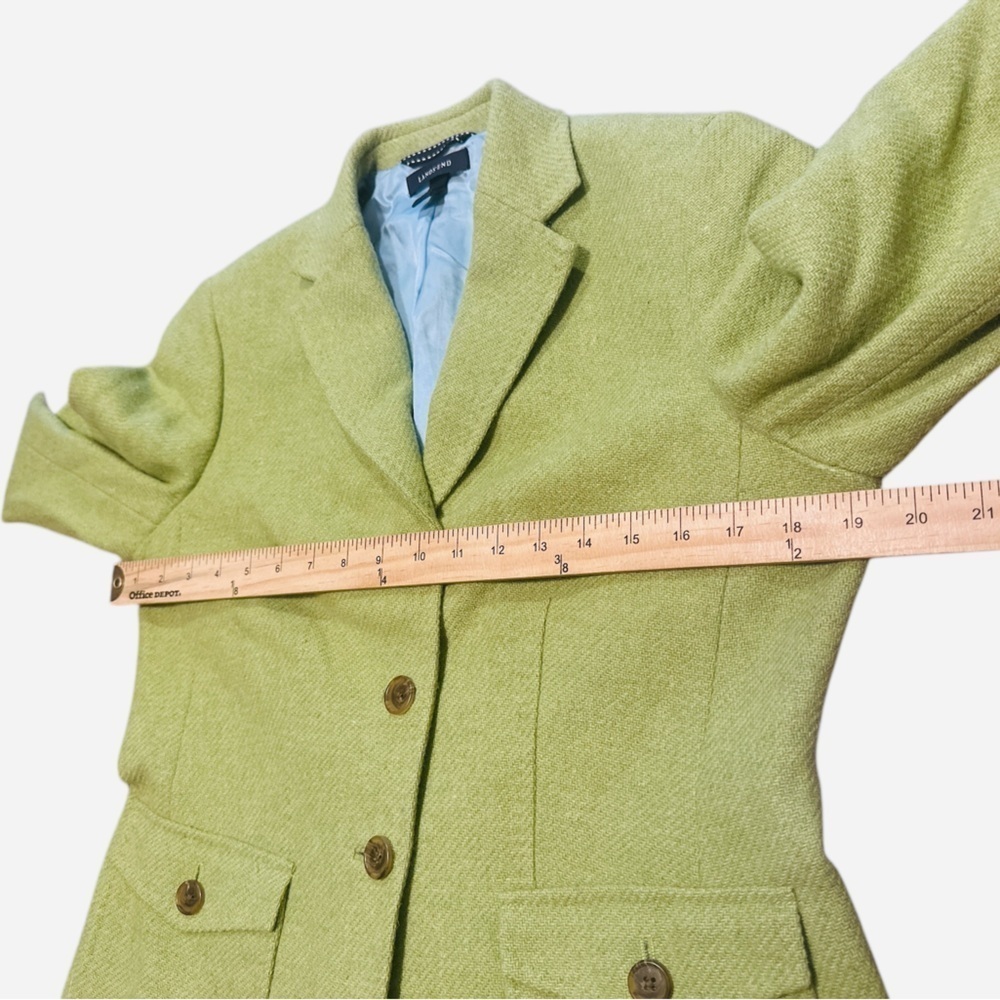 Lands End Wool Blazer Size 8P Green Button Closure Notched Lapel Collar - Picture 12 of 14